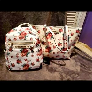 Juicy Couture Backpack, matching tote and wristlet